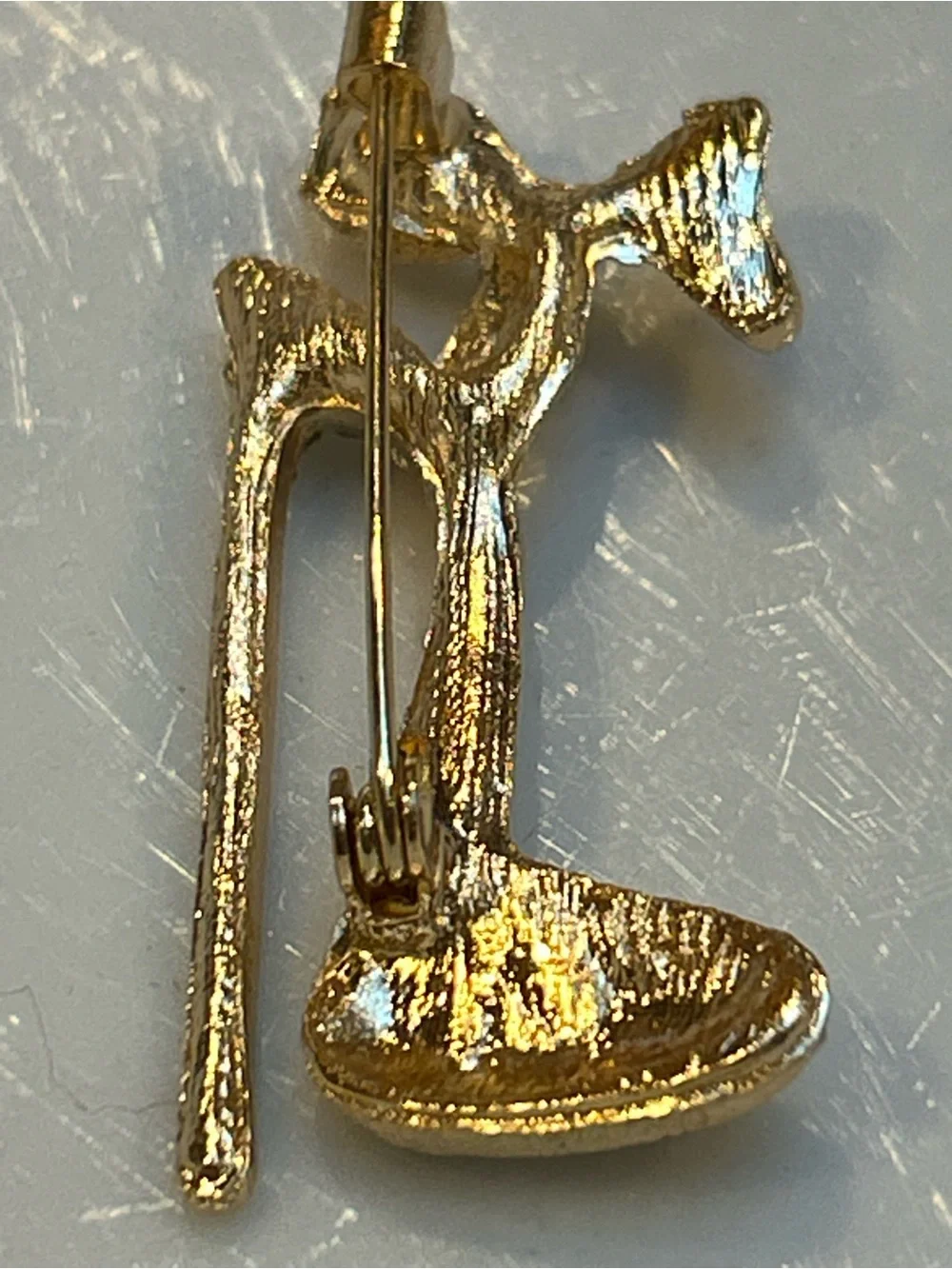 Gold Crystal High Heel Shoe Brooch - Women Jewelry
